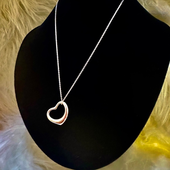 Authentic Tiffany & Co. Large Open Heart Long Pendant Necklace SS w/Dust Bag - Picture 3 of 6